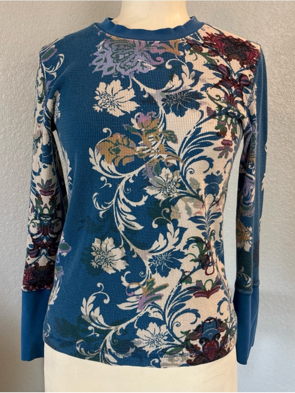 Sundance Teal Floral Thermal Long Sleeve Top